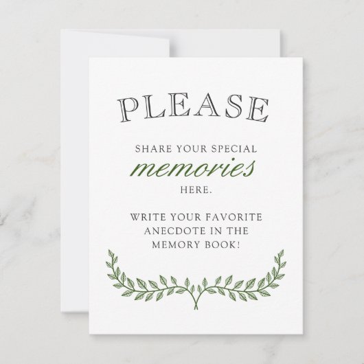 Green Wreath Sympathy Share Herinneringen Bedankkaart (Voorkant)