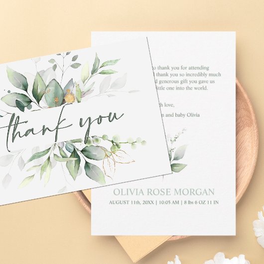 Green WreatWaterverf BABY SHOWER DANK U Bedankkaart