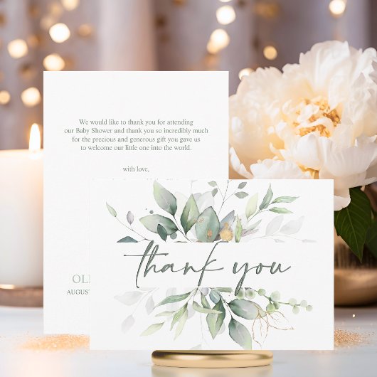 Green WreatWaterverf BABY SHOWER DANK U Bedankkaart