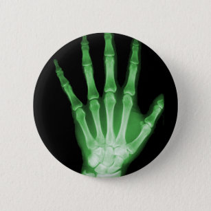 Green X-ray Skeleton Hand Ronde Button 5,7 Cm