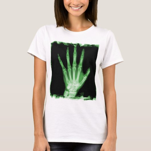 Green X-ray Skeleton Hand T-shirt (Voorkant)