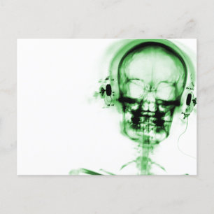 Green X-Ray Vision Music Skeleton Skull Briefkaart
