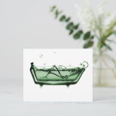 Green X-Ray Vision Skeleton in Bath Tub Briefkaart (Staand voorkant)