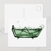 Green X-Ray Vision Skeleton in Bath Tub Briefkaart (Voorkant / Achterkant)