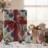 Green Xmas Ornamenten Wrapping Paper Cadeaupapier