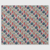  Green Xmas Ornamenten Wrapping Paper Cadeaupapier (Vlak)