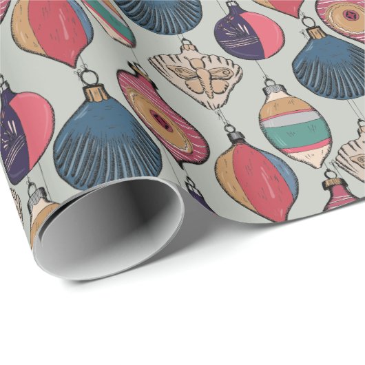  Green Xmas Ornamenten Wrapping Paper Cadeaupapier (Rol Hoek)