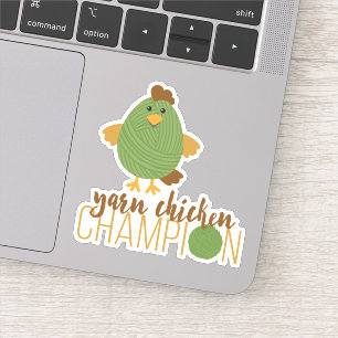 Green Yarn Chicken Champion Custom-Cut-kers Sticker