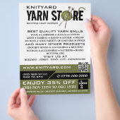 Green Yarn Store Logo, Knitting Store, Yarn Store Flyer (Hand)