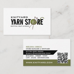 Green Yarn Store Logo, Knitting Store, Yarn Store Visitekaartje