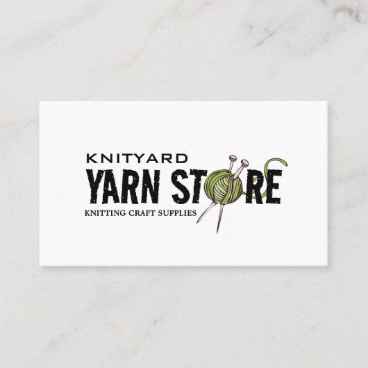Green Yarn Store Logo, Knitting Store, Yarn Store Visitekaartje (Voorkant)