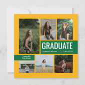 Green & Yellow 6 Foto Afstuderen Invitation (Voorkant)