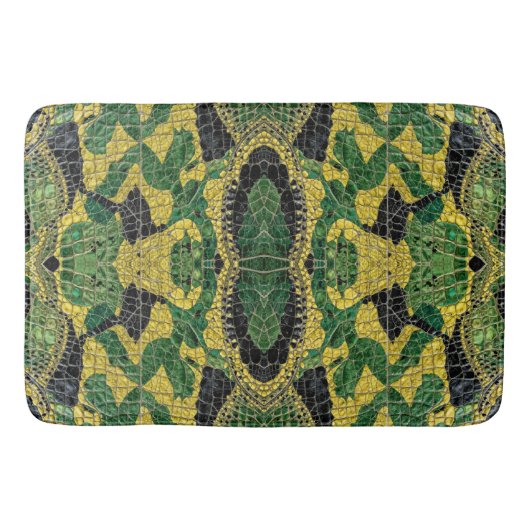 Green Yellow Alligator Crocodile Dragon Leather Badmat (Voorkant)