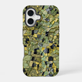 Green Yellow Alligator Crocodile Dragon Leather iPhone 16 Hoesje