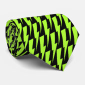 Green Yellow and Black Lightning Bolt Necktie Stropdas (Opgerold)