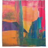 Green, yellow, and red abstract painting douchegordijn (Voorkant)