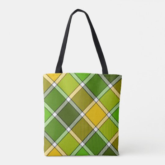 Green Yellow Argyle Canvas tas (Achterkant)