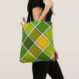 Green Yellow Argyle Canvas tas
