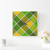 Green Yellow Argyle print Wall klok (Huis)