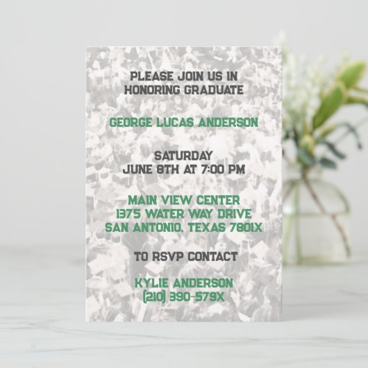 Green Yellow Athlete Player Afstuderen Uitnodiging (Staand voorkant)