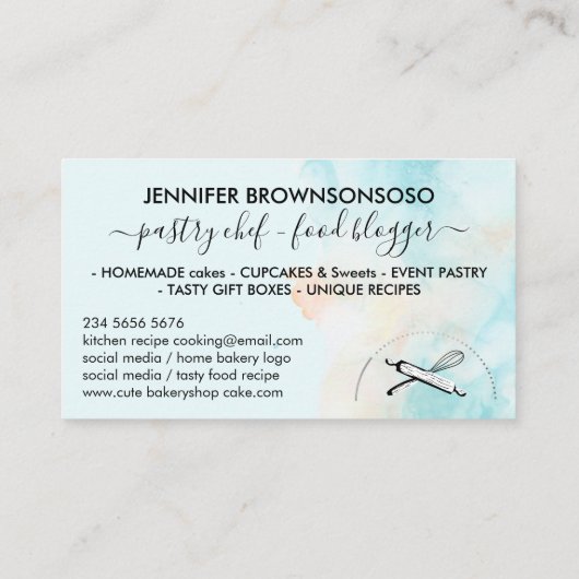 Green Yellow Circle Baker Taartmaker Visitekaartje (Achterkant)