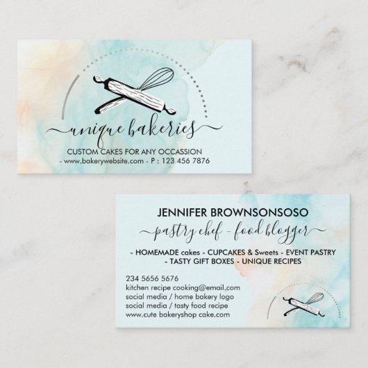 Green Yellow Circle Baker Taartmaker Visitekaartje (Voorkant / Achterkant)