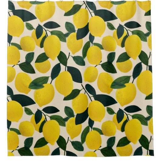 Green& Yellow Citrus Fruit Pattern Lemons Douchegordijn (Voorkant)