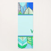 Green Yellow Cute Modern Tropical Boho Monogram Yogamat (Achterkant)