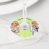 green yellow doctor cartoon WEDDING stethosco Wijnglaslabel (Dichtbij)