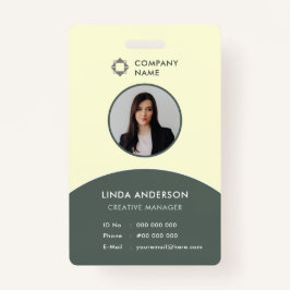 Green Yellow Employee Photo ID Company Logo, vers Badge
