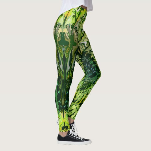 Green Yellow Fractal Art Leggings (Rechts)