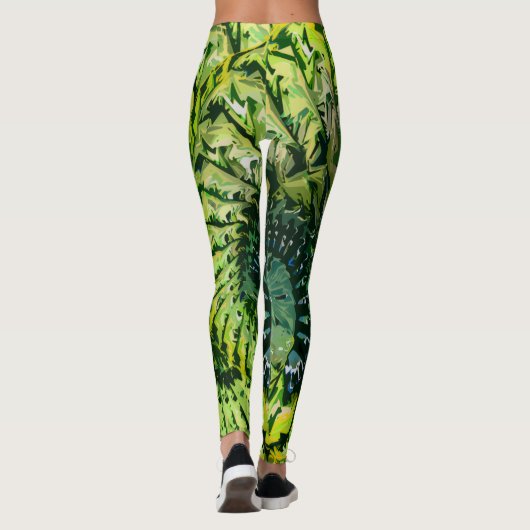  Green Yellow Fractal Art Leggings (Achterkant)