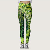  Green Yellow Fractal Art Leggings (Voorkant)