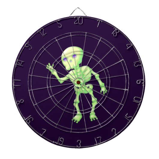 Green Yellow Glow Cute Skeleton Waving Art Dartbord (Voorkant)