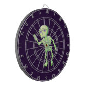 Green Yellow Glow Cute Skeleton Waving Art Dartbord (Voorkant Links)