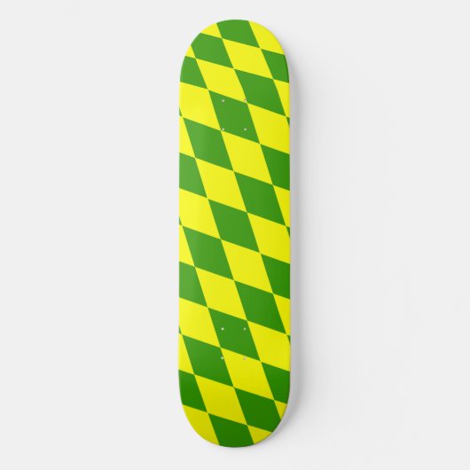 Green Yellow Harlequin Checkered Design Persoonlijk Skateboard (Voorkant)