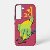 Green Yellow Indian Ringnek Parrot Monogram Bird Samsung Galaxy Hoesje (Achterkant)
