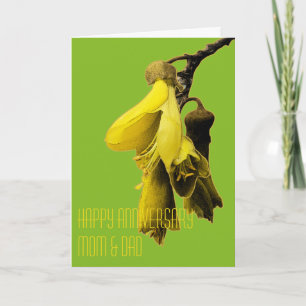 GREEN YELLOW KOWHAI FLOWER KIWI CUSTOM GREETINGS KAART