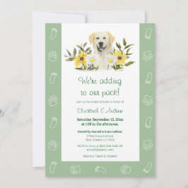 Green Yellow Labrador Dog Baby shower Invitation Kaart