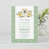 Green Yellow Labrador Dog Baby shower Invitation Kaart (Staand voorkant)