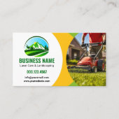 Green Yellow Lawn Care Landscaping Mowing Visitekaartje (Voorkant)