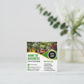 Green Yellow Lawn Mower Landscaping Service Vierkante Visitekaartje (Staand voorkant)