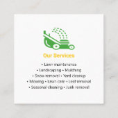 Green & Yellow Lawn Service Modern in het oog spri Vierkante Visitekaartje (Achterkant)