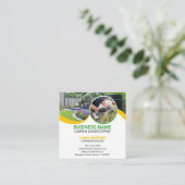 Green & Yellow Lawn Service Modern in het oog spri Vierkante Visitekaartje (Staand voorkant)