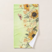 Green Yellow Ombre Waterverf Background Sunflower Bad Handdoek (Handdoek)