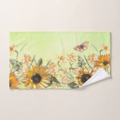 Green Yellow Ombre Waterverf Background Sunflower Bad Handdoek (Handdoek)