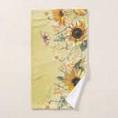 Green Yellow Ombre Waterverf Background Sunflower Bad Handdoek (Handdoek)