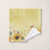 Green Yellow Ombre Waterverf Background Sunflower Bad Handdoek (Wasdoekje)