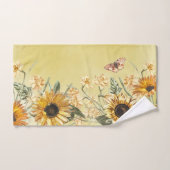 Green Yellow Ombre Waterverf Background Sunflower Bad Handdoek (Handdoek)