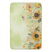 Green Yellow Ombre Waterverf Background Sunflower Badmat (Voorkant Verticaal)